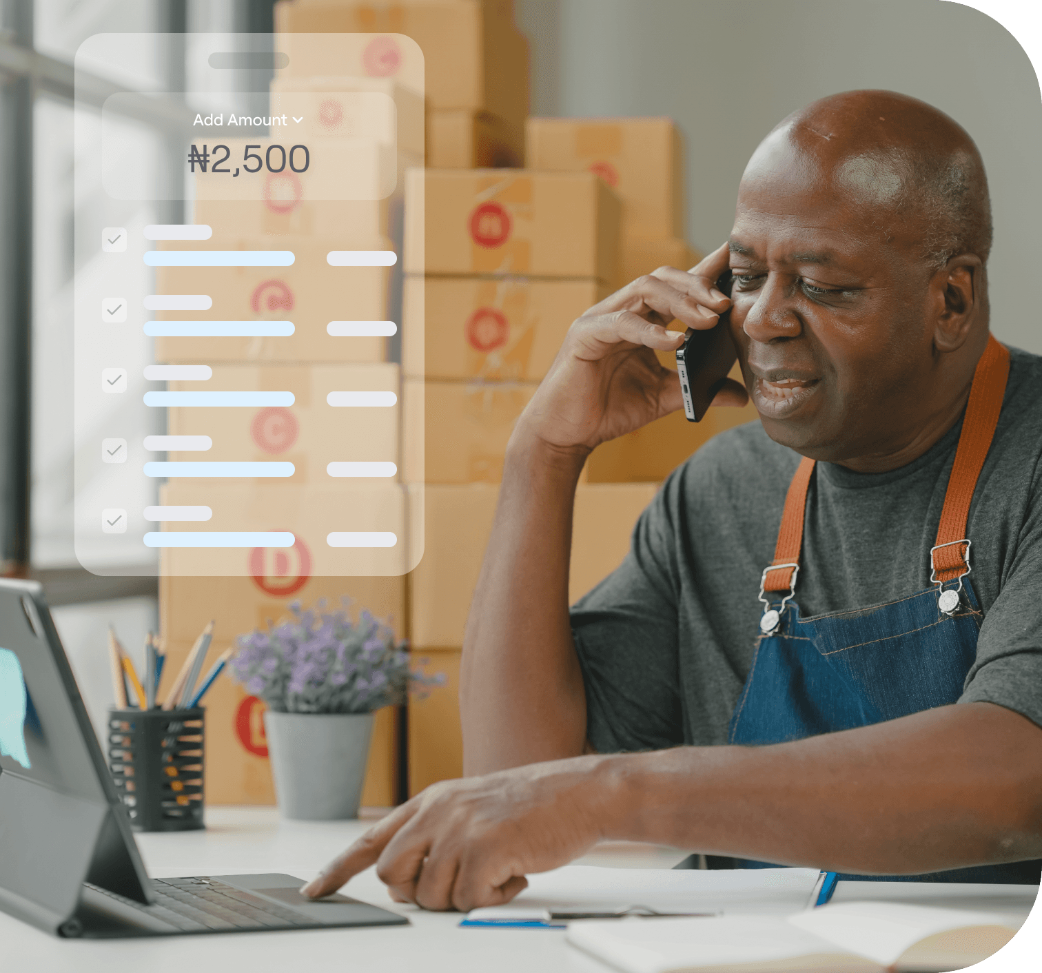 entrepreneur working from home managing e-commerce