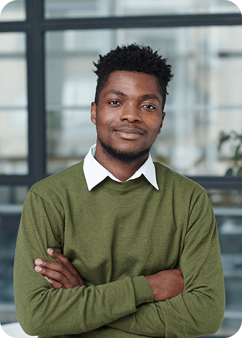 African American businessman working in office